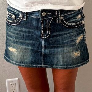 Miss Me Distressed Denim Mini Skirt